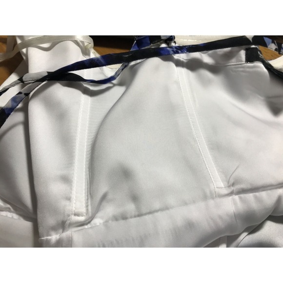 White House Black Market Corset Bustier Blouse size 10 Blue Floral Boning Pleats - Picture 10 of 16